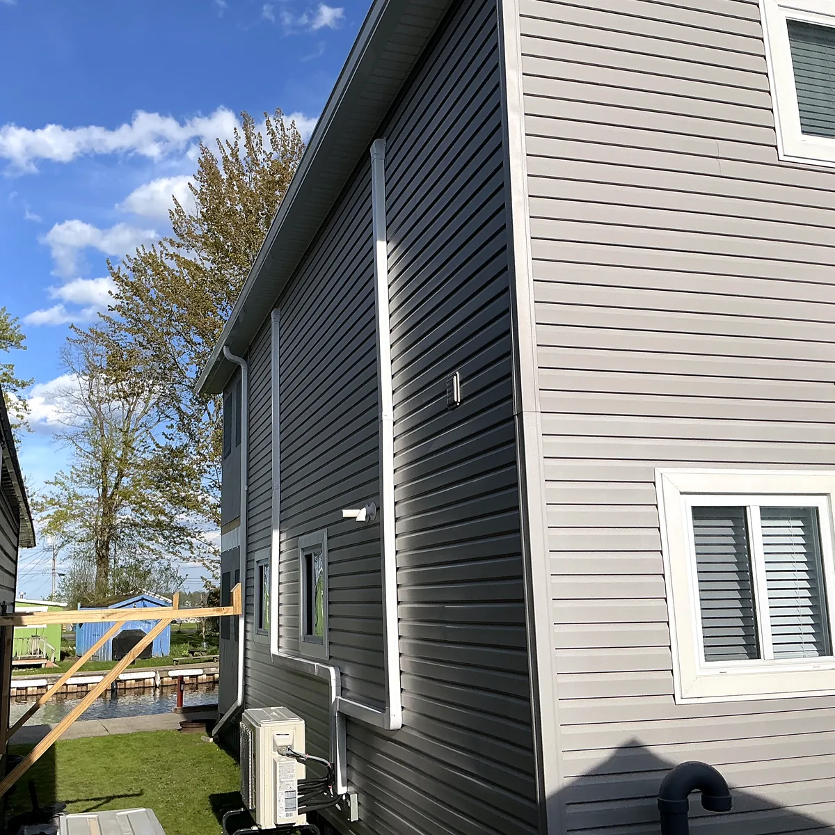 Upper exterior siding and gable detailing on a residential home.